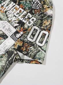 ROMWE MEN Street Life Men's 88# Dead Tree Camouflage Short Sleeve T-Shirt, Street Sports, Summer - Khaki - View 4