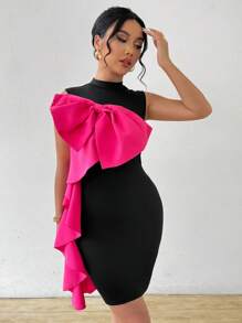 Chiquease Vestido de Body de sirena sin mangas y con bloque de color para mujeres