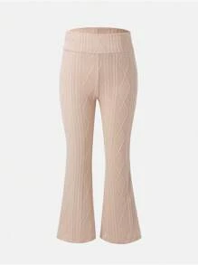 Quần legging giữ nhiệt cho bé gái mới biết đi Quần kaki có họa tiết hoa co giãn eo cao - Màu Khaki - Xem 1