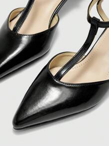 CUCCOO BIZCHIC Women's Fashionable Pointed Toe Buckle Ankle Strap High-Heel Sandals, Summer Elegant Basics Business Casual Business Chic Halloween - Black - View 3