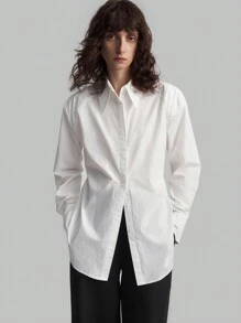 Ontre Camisa blanca de algodón para mujer, de vuelta al colegio en otoño - Blanco - Ver 6