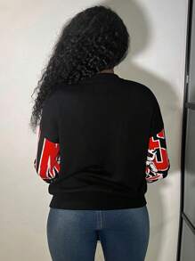 Slaydiva 秋冬款休閒簡約圓領長袖常規肩部標語徽標動物圖案毛衣女式-H - 彩色 - 查看 2