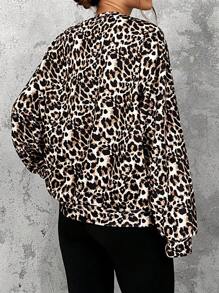 SHEIN EZwear 豹紋針織女裝寬鬆運動衫 - 彩色 - 查看 2