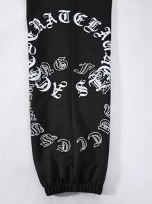SHEIN Pantalones casuales de traje estampados de pierna recta y holgada para adolescentes