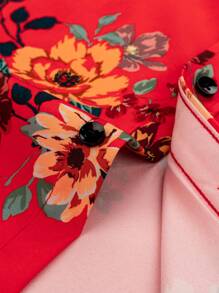 Manfinity RSRT Men's Summer Holiday Floral Print Casual Loose Short Sleeve Shirt - Red - View 3