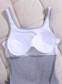 SHEIN 2 peças Vestido de Tubinho de Cor Sólida de Malha para Adolescentes com Almofada de Peito Removível
