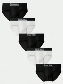 Conjunto de 5 piezas de boxers triangulares con impresión de letra para hombre - Multicolor - Ver 1