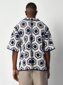SUMWON Button Through Crochet Knit Shirt - Multicolor - View 2