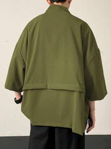 Manfinity Hypemode Men Spring Summer Solid Color Loose Drop Shoulder Wide Placket Shirt