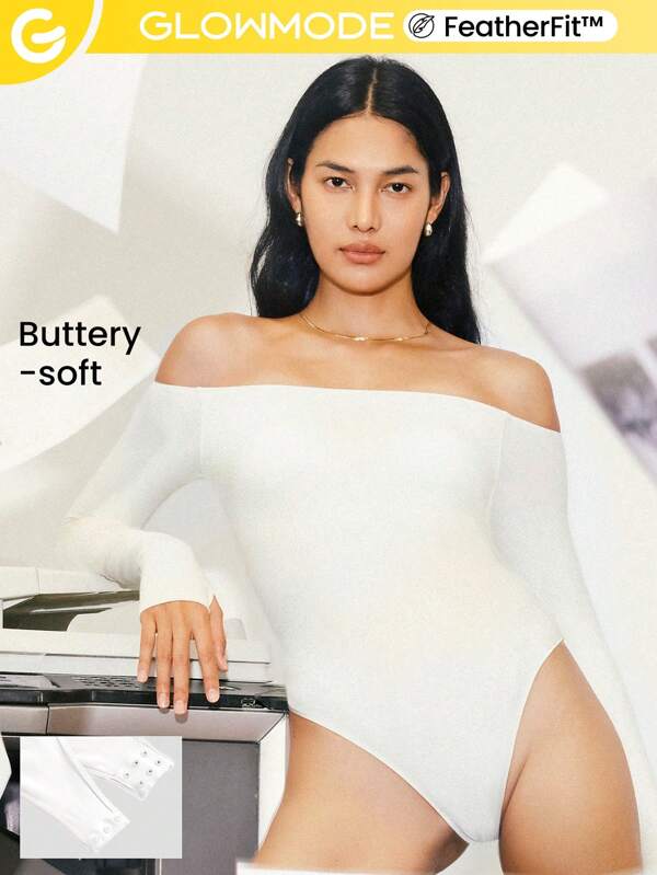 GLOWMODE FeatherFit™ Glowgetter Off-Shoulder Bodysuit