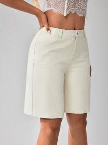 SHEIN SXY Women's Summer Casual Solid Color Straight Shorts