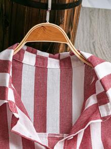 SHEIN LUNE 加大號條紋印花鈕前襯衫 - 彩色 - 查看 5