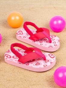 Pantofole infradito con stampa cartone animato per bambini con cinturino elastico sul retro, facile da indossare e togliere. Modello di stampa trasferita "sweetheart". Di spessore e fette per un uso morbido, confortevole, antiscivolo e resistente all'usura per interni/esterni/in vacanza.