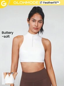 GLOWMODE FeatherFit™ Hot Fit 1/4 Half Zip Adjustable Tank - Creamy White - View 2