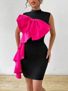 Chiquease Vestido de Body de sirena sin mangas y con bloque de color para mujeres