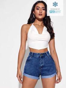 SHEIN EZwear 女士牛仔短裤 - 深色水洗藍 - 查看 3