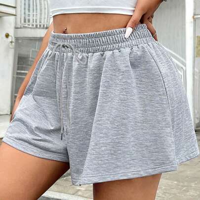 플러스 사이즈 여성용 단색 심플 데일리 캐주얼 신축성 허리 우산 스커트 반바지