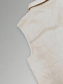 Manfinity Dauomo Men's Linen Blend Set, 2pcs Beach Drawstring Tank Top Sleeveless Shirt And Shorts, Hippie Style - Beige - View 3