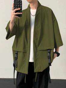 Manfinity Hypemode Men Spring Summer Solid Color Loose Drop Shoulder Wide Placket Shirt
