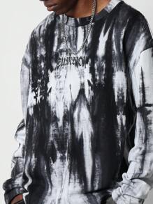 SUMWON Tie Dye Sweatshirt Urban Streetwear Fall Winter Oversized Long Sleeve Casual Pullover Sweatshirt Athletic Sportswear Classic Hip Hop Style Fashion - Black and White - View 3