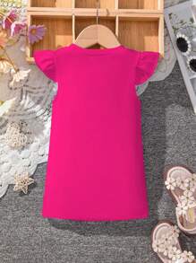 SHEIN Hoạt hình Chân dung & Hình con mèo Vòng cổ Đầm Đối với Bé gái - Màu Hồng Tươi - Xem 2
