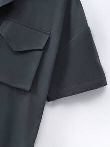 Manfinity EMRG Peto camisa para hombre con bolsillo de solapa y cintura con cordón