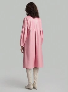 Ontre Women Long Sleeve Stand Collar Dress, Pink, Autumn - Pink - View 2