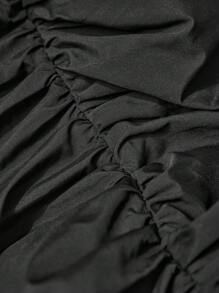 SHEIN SXY Women's Front Tie Leg Ruched Pants - Black - View 9