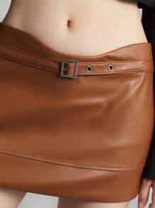 Ontre Chân váy chữ A thanh lịch màu nâu lạc đà, có túi và thắt lưng, dành cho nữ, thích hợp cho mùa thu trở lại trường học. - màu nâu - Xem 6