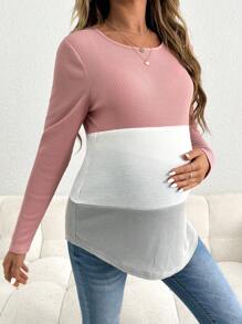 SHEIN Maternity Nursing T-Shirt For Daily Casual Wear With Long Sleeve - Multicolor - View 7