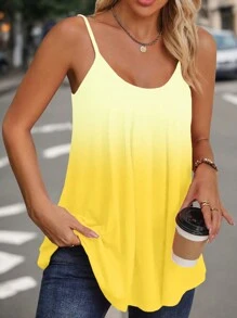 SHEIN LUNE Áo yếm xếp li có kích thước lớn dành cho mùa hè thường ngày - Màu vàng - Xem 1