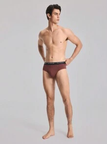 Men's Simple Letter Patterned Triangle Briefs, 3pcs/Set - Multicolor - View 7