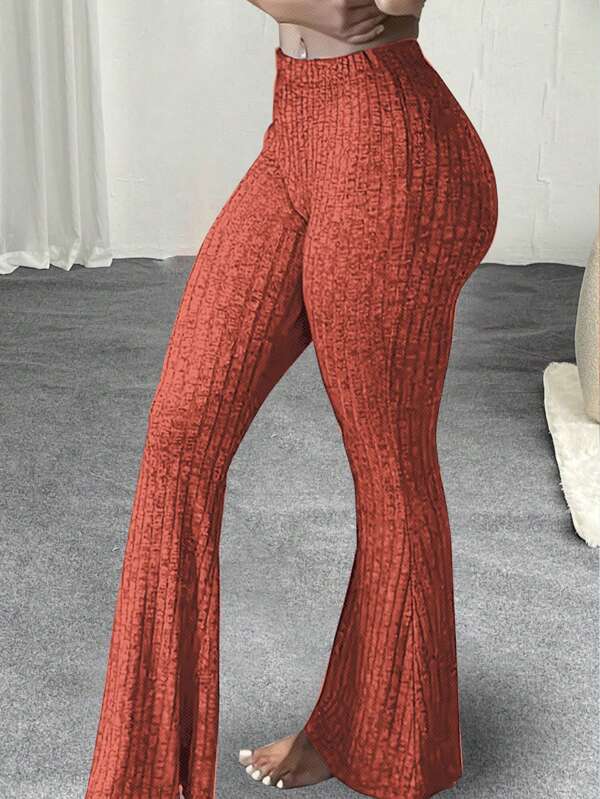 Slaydiva Pantaloni evazați, cu talie elastică, lungi și largi, cu talie mare, pentru acasă și ținute casual, toamnă și vară
