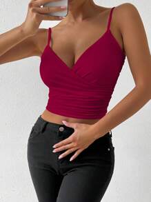 VaVaBold Solid Ruched Cami Top For Dailywear