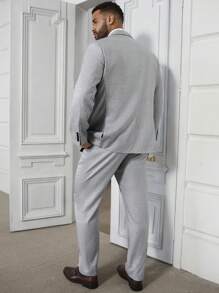 Manfinity Mode Duży i wysoki męski jednokolorowy, prosty garnitur na co dzień z długim rękawem i długimi spodniami