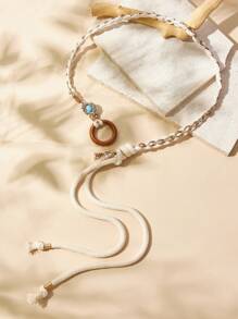 SHEIN VCAY 1 chiếc mũ dệt nơ 3D dễ thương cho nữ, thiết kế có họa tiết cơ bản, thích hợp cho kỳ nghỉ, dã ngoại, bãi biển, thường ngày, đi học - Màu be - Xem 7