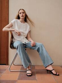 MOTF PREMIUM 洗水寬褲牛仔褲 - 淺色水洗藍 - 查看 5