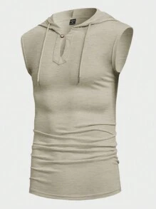 Manfinity RelaxMax Men's Solid Color Sleeveless Hoodie - Light Grey - View 4