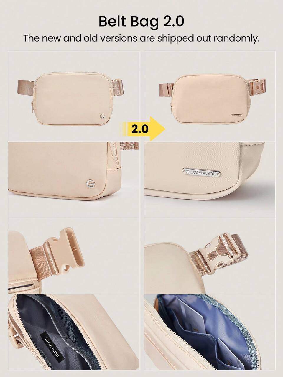 1L Zipper Everywhere Belt Bag Water Repellent Waist Crossbody Bags With Adjustable Strap