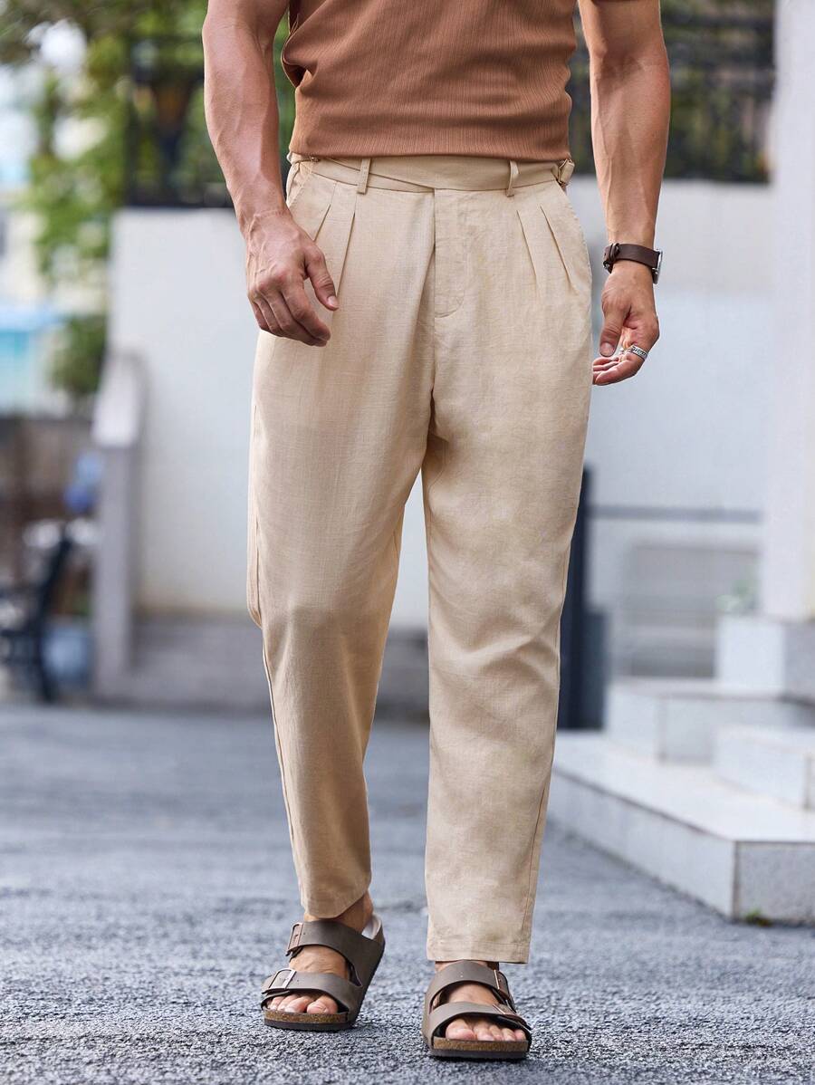 Manfinity VCAY Woven Long Straight-Leg Casual Men's Suit Pants, Perfect For Spring/Summer - Brown - View 1