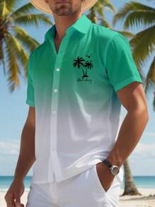 Genlund Camisa de manga corta impresa sencilla para hombres de talla grande - Multicolor - Ver 3