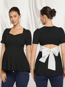 MaterniChic Maternity Party Color Block Simple Daily T-Shirt