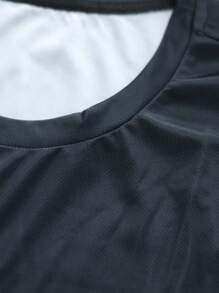 Men's Plus Size KING Print Fashion Color-Block T-Shirt Set - Red - View 3