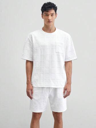 Manfinity NXTstreet Conjunto de 2 piezas de camisetas de manga corta y cuello redondo para hombre con textura de fácil cuidado, adecuado para el verano