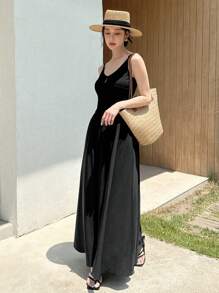 EastFlair New Chinese-Style Dress With Waist-Decorating Design - Black - View 3