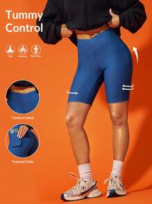 VARSITIE Shorts deportivos sin costuras con cintura ancha y sólidos