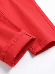 Chillumni Men Solid Pocket Button Skinny Jeans, Men Red Jeans, Red Jeans Men, Men Casual Pants - Red - View 6