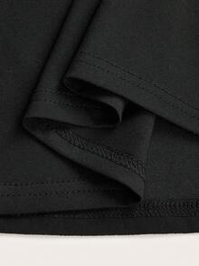 SHEIN LUNE Áo thun cổ tròn mùa hè dành cho nữ có họa tiết hoàng hôn & bãi biển, trang phục đi biển - màu đen - Xem 4