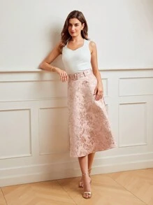 MOTF Classy CLASSY FLORAL JACQUARD A LINE SKIRT