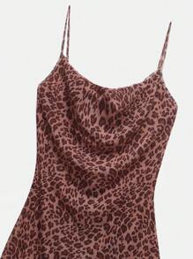 SHEIN Unity 女款豹紋極簡日常細肩帶裙